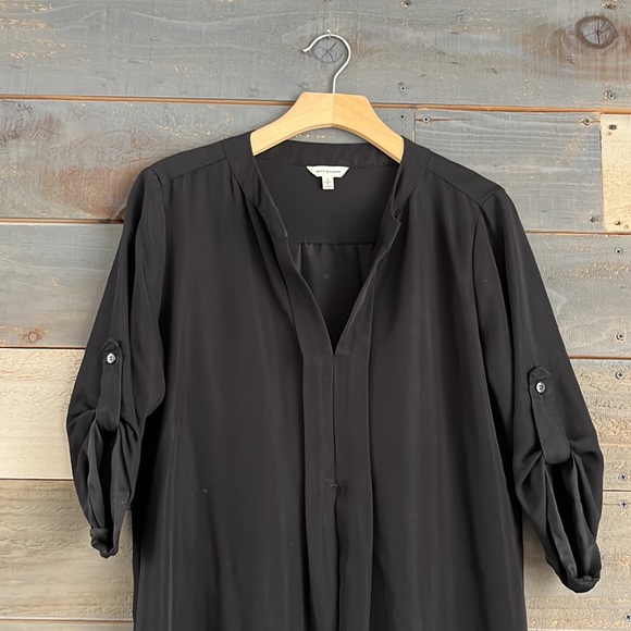 EUC Max Studio Flowy Black Shirt Dress with Tab Long Sleeves S - Picture 2 of 11